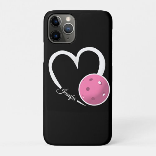 Pickleball Love Personalized White and Pink Ball iPhone 11 Pro Case