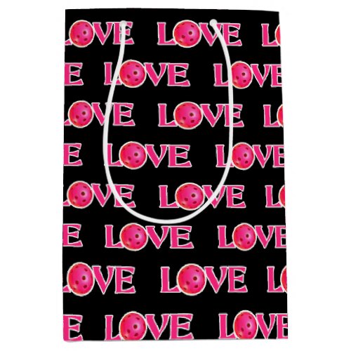 Pickleball Love Pink Party Special Occasion Medium Gift Bag