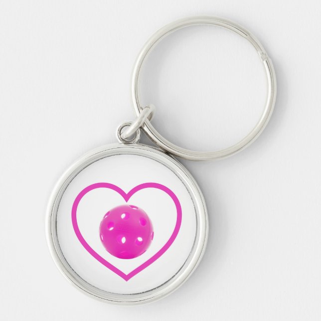 Pickleball love pink pickle ball sport pink keychain (Front)