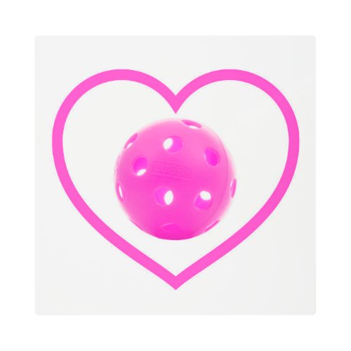 Pickleball love pink pickle ball sport pink metal print