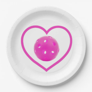 Pickleball love pink pickle ball sport pink paper plates