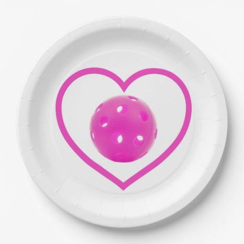 Pickleball love pink pickle ball sport pink paper plates