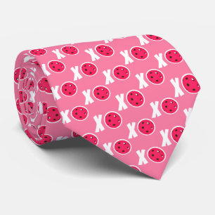 Pickleball Love Pink Valentine XOXO Pickleballs Neck Tie