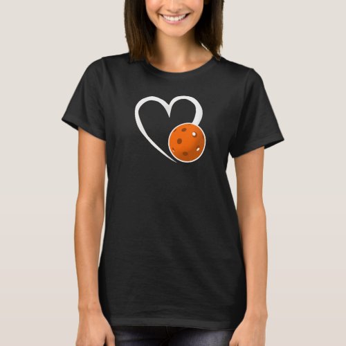 Pickleball Love White Heart Orange Pickleball T_Shirt