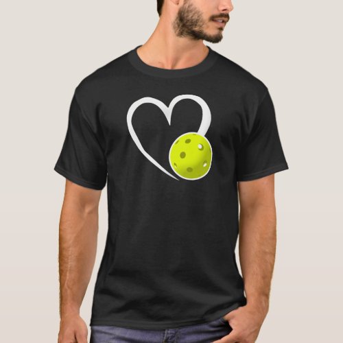 Pickleball Love White Heart Yellow Pickleball T_Shirt