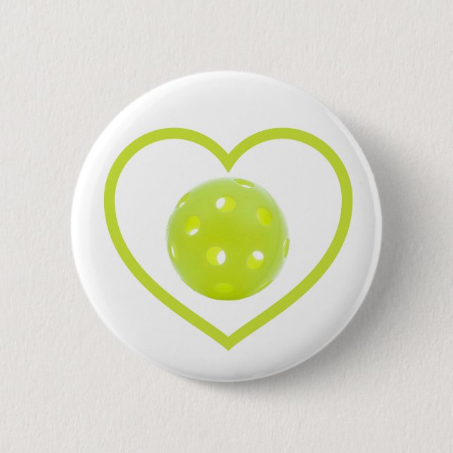 pickleball love yellow pickle ball button (Front)