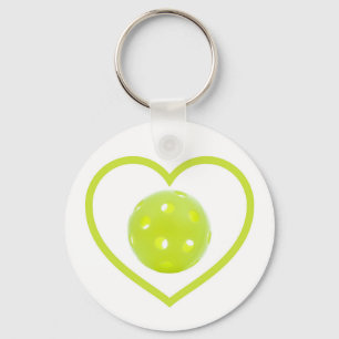 pickleball love yellow pickle ball keychain