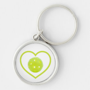 pickleball love yellow pickle ball keychain
