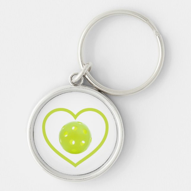 pickleball love yellow pickle ball keychain (Front)