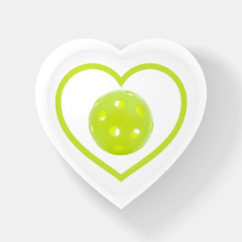 pickleball love yellow pickle ball paperweight