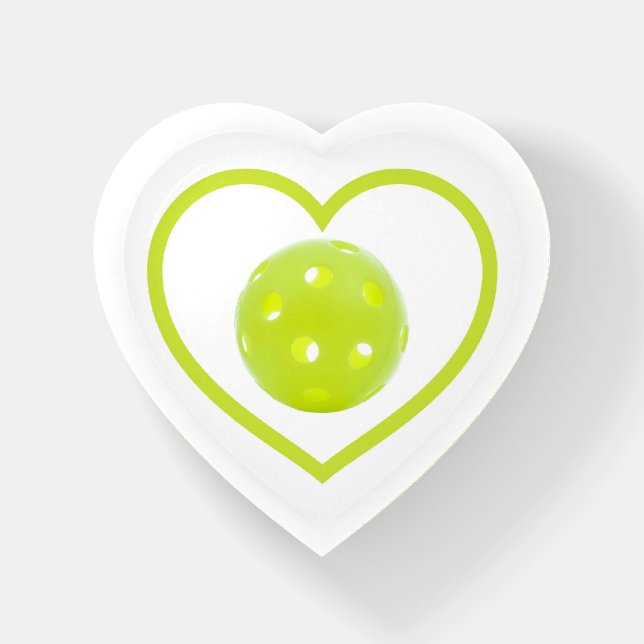 pickleball love yellow pickle ball paperweight (Front)