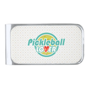 Pickleball Lover 2A-2B Options Silver Finish Money Clip