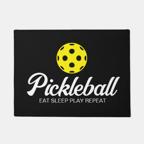 Pickleball lover black doormat with funny quote