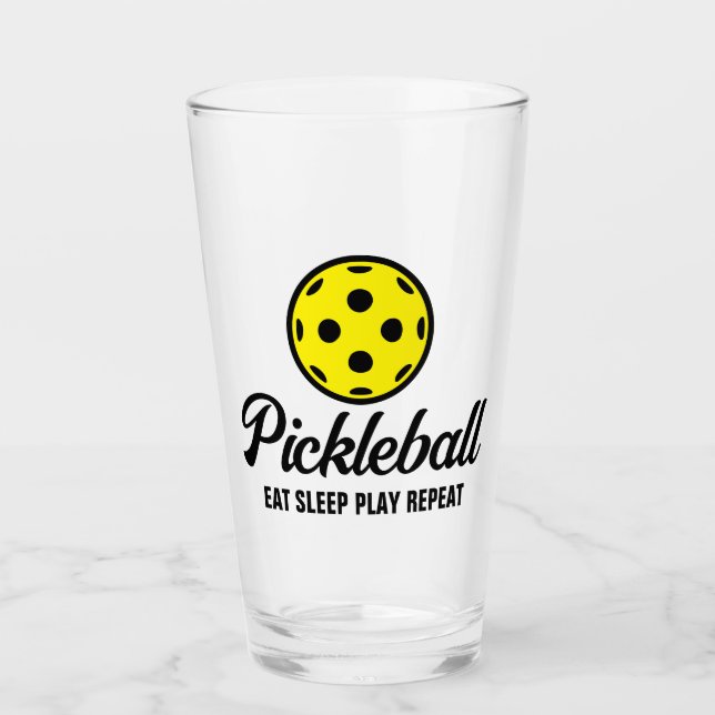 Pickleball lover drink glass with humorous quote (Front)