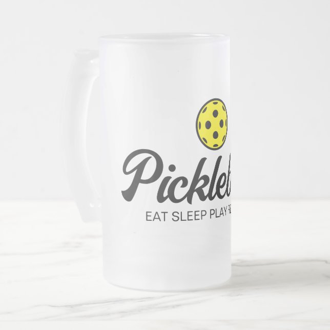 Pickleball lover glass beer stein gift for friends (Front Left)