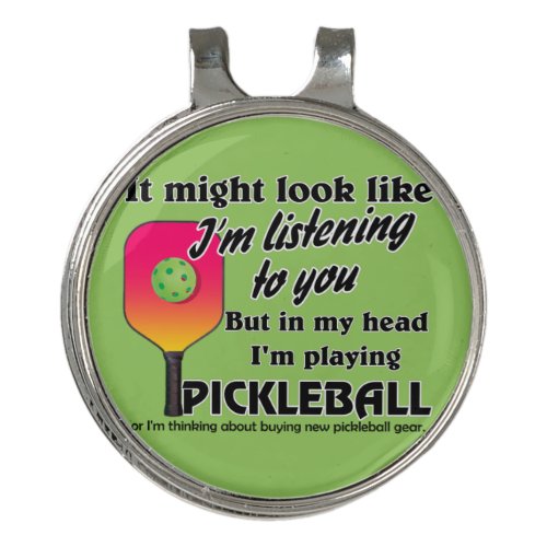 Pickleball Lover In My Head Im Playing Pickleball Golf Hat Clip