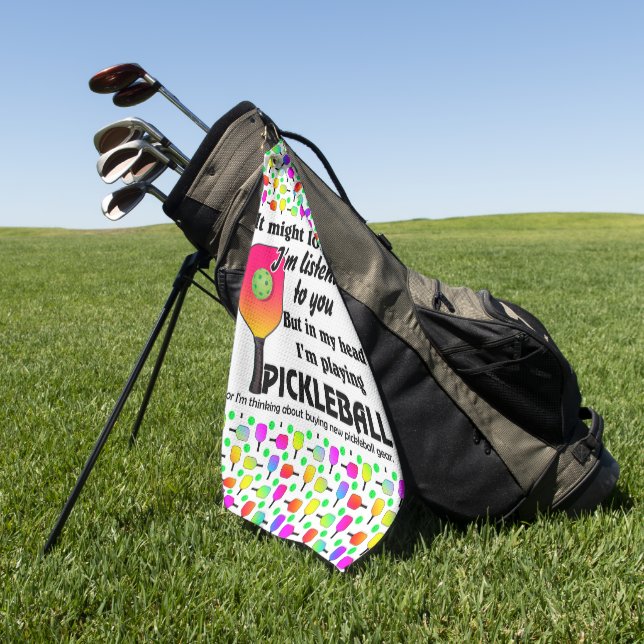Pickleball Lover In My Head I'm Playing Pickleball Golf Towel (Green)