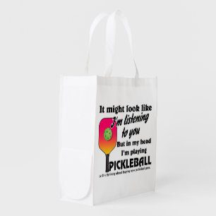 Pickleball Lover In My Head I'm Playing Pickleball Grocery Bag