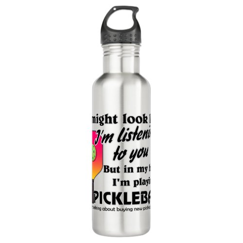 Pickleball Lover In My Head Im Playing Pickleball Stainless Steel Water Bottle