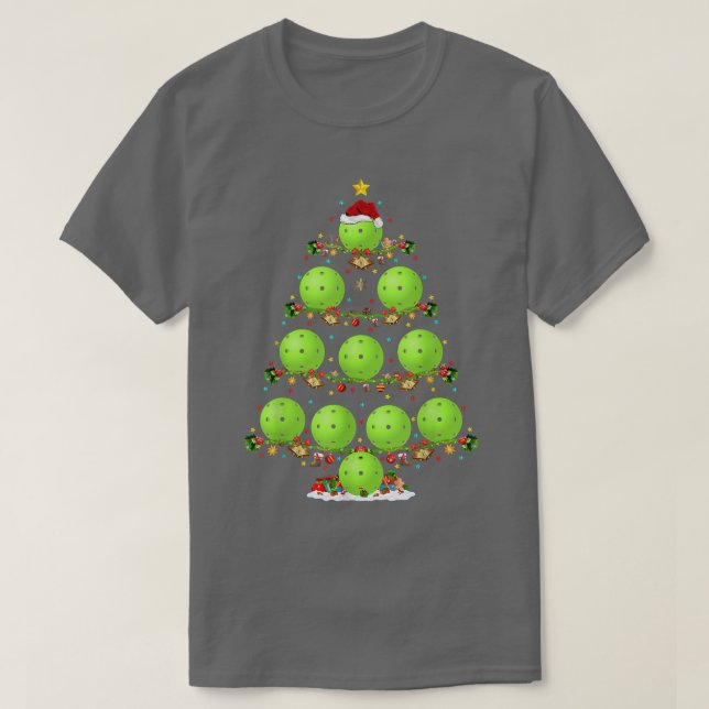 Pickleball Lover Lighting Santa Pickleball Christm T-Shirt (Design Front)
