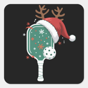 Pickleball Lover Sports Christmas Santa Hat Square Sticker