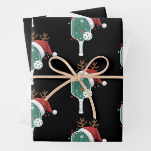Pickleball Lover Sports Christmas Santa Hat Wrapping Paper Sheets