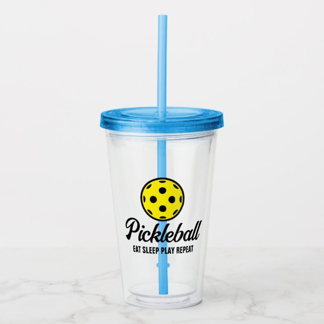 Pickleball lover tumbler cup Eat sleep play repeat (Front)