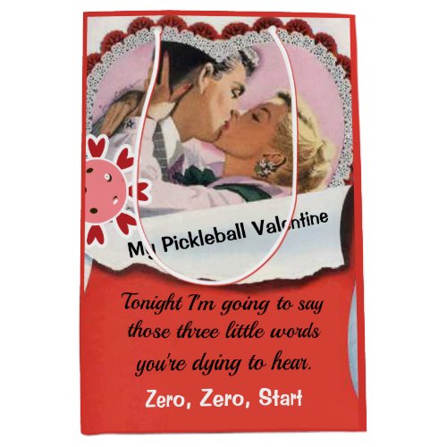 Pickleball Lover Valentine Three Little Words Medium Gift Bag