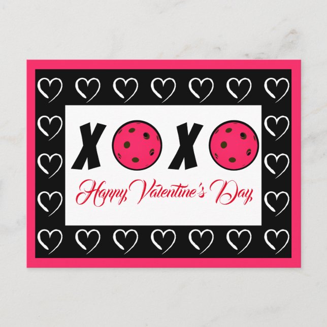 Pickleball Lover Valentine XOXO Pickleballs Postcard (Front)