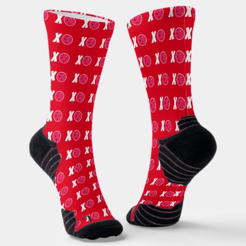 Pickleball Lover Valentine XOXO Pickleballs Socks