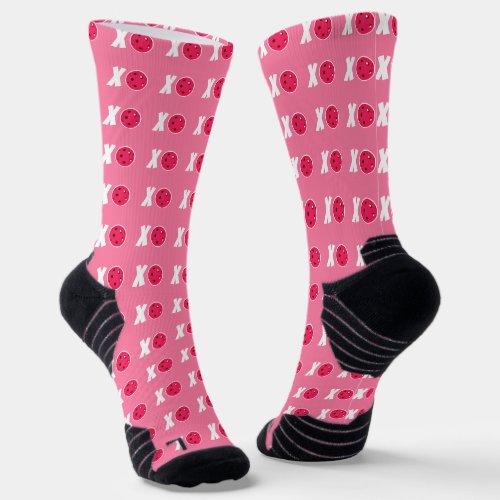 Pickleball Lover Valentine XOXO Pickleballs Socks