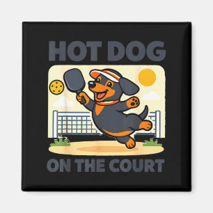 Pickleball lover wiener dachshund hot dog on the magnet