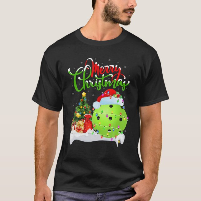 Pickleball Lover Xmas Decorations Santa Pickleball T-Shirt (Front)