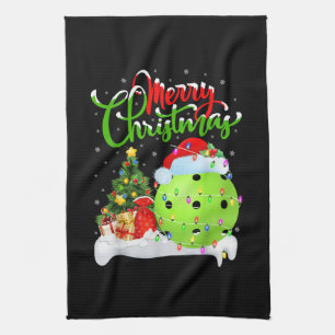 Pickleball Lover Xmas Santa Pickleball Kitchen Towel