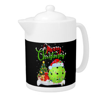 Pickleball Lover Xmas Santa Pickleball Teapot