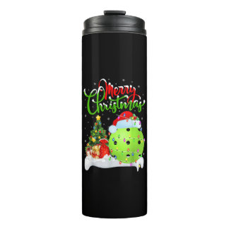 Pickleball Lover Xmas Santa Pickleball Thermal Tumbler