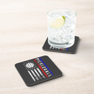 Pickleball Lovers 4th of July American Flag Beverage Coaster