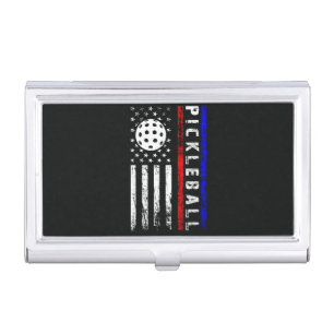 Pickleball Lovers 4th of July American Flag Business Card Case