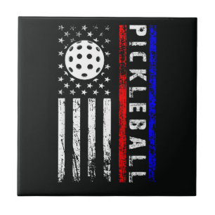 Pickleball Lovers 4th of July American Flag Ceramic Tile