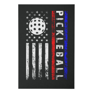 Pickleball Lovers 4th of July American Flag Faux Canvas Print