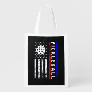 Pickleball Lovers 4th of July American Flag Grocery Bag