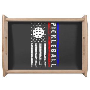 Pickleball Lovers 4th of July American Flag Serving Tray