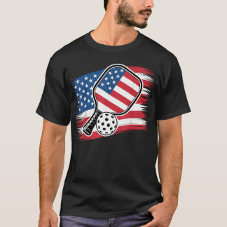 Pickleball Lovers 4Th Of July American Flag T-Shirt