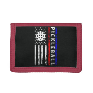 Pickleball Lovers 4th of July American Flag Tri-fold Wallet