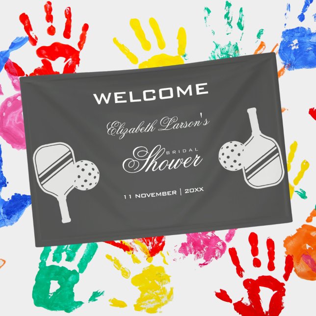 Pickleball Lovers Bridal Shower Black & White Banner (Creator Uploaded)