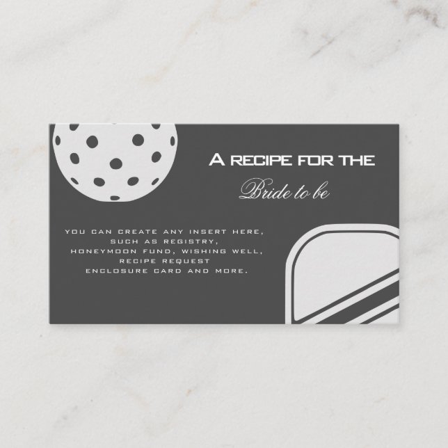 Pickleball Lovers Bridal Shower Black & White Enclosure Card (Front)