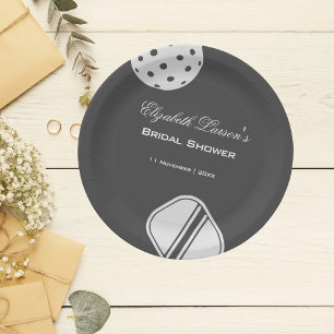 Pickleball Lovers Bridal Shower Black & White Paper Plates
