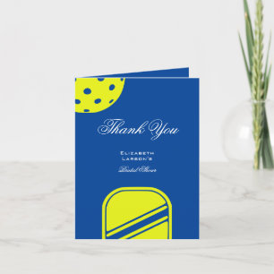 Pickleball Lovers Bridal Shower Neon Blue Letterpress Thank You Card