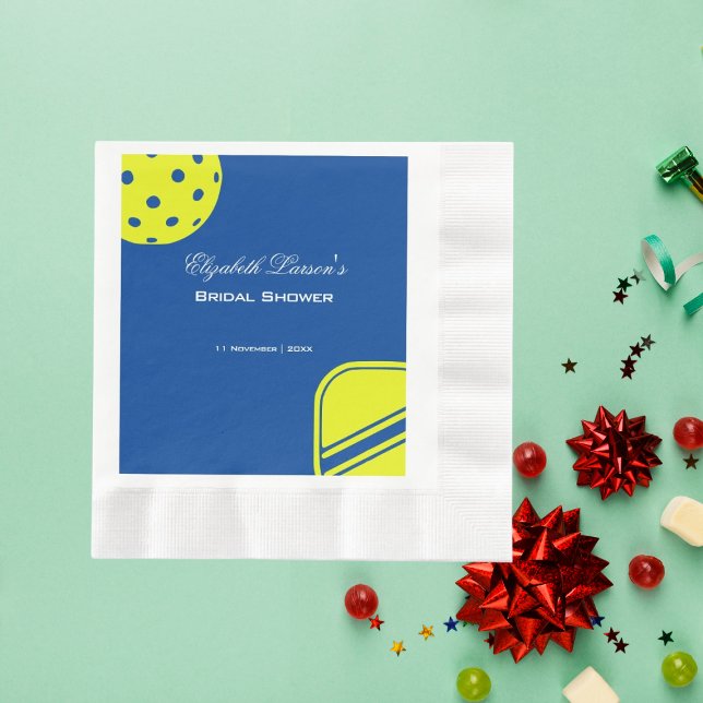 Pickleball Lovers Bridal Shower Neon Blue Napkins (Creator Uploaded)