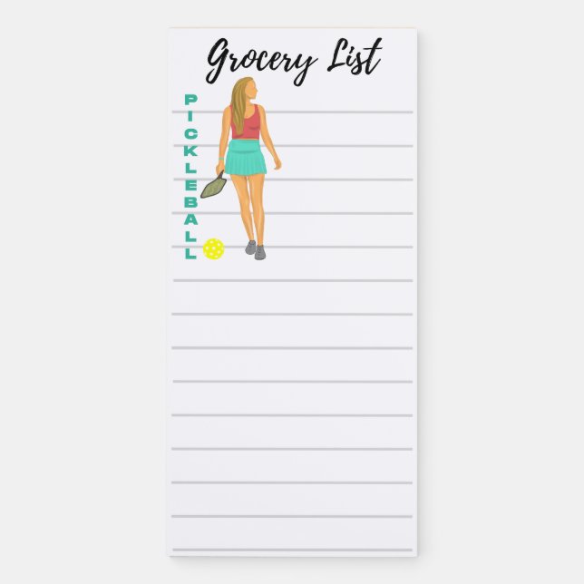 Pickleball Magnetic Notepad Grocery List (Front)